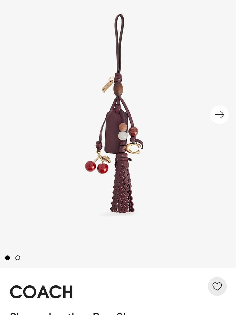 COACH Cherry Heritage Leather bag charm - Picture 7 of 8